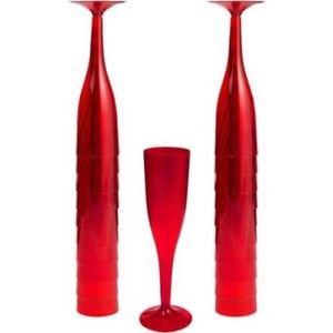 BRAND NEW sealed 20 pieces flute champagne plastic RED glasses (162ml)
